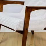 Vintage loft armchair herringbone natural fabric model from the 70s