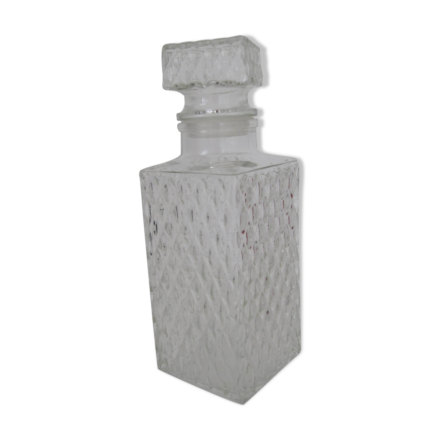 White glass vintage whiskey decanter