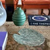 Mid-century Modern green ceramic plate, France 1960s