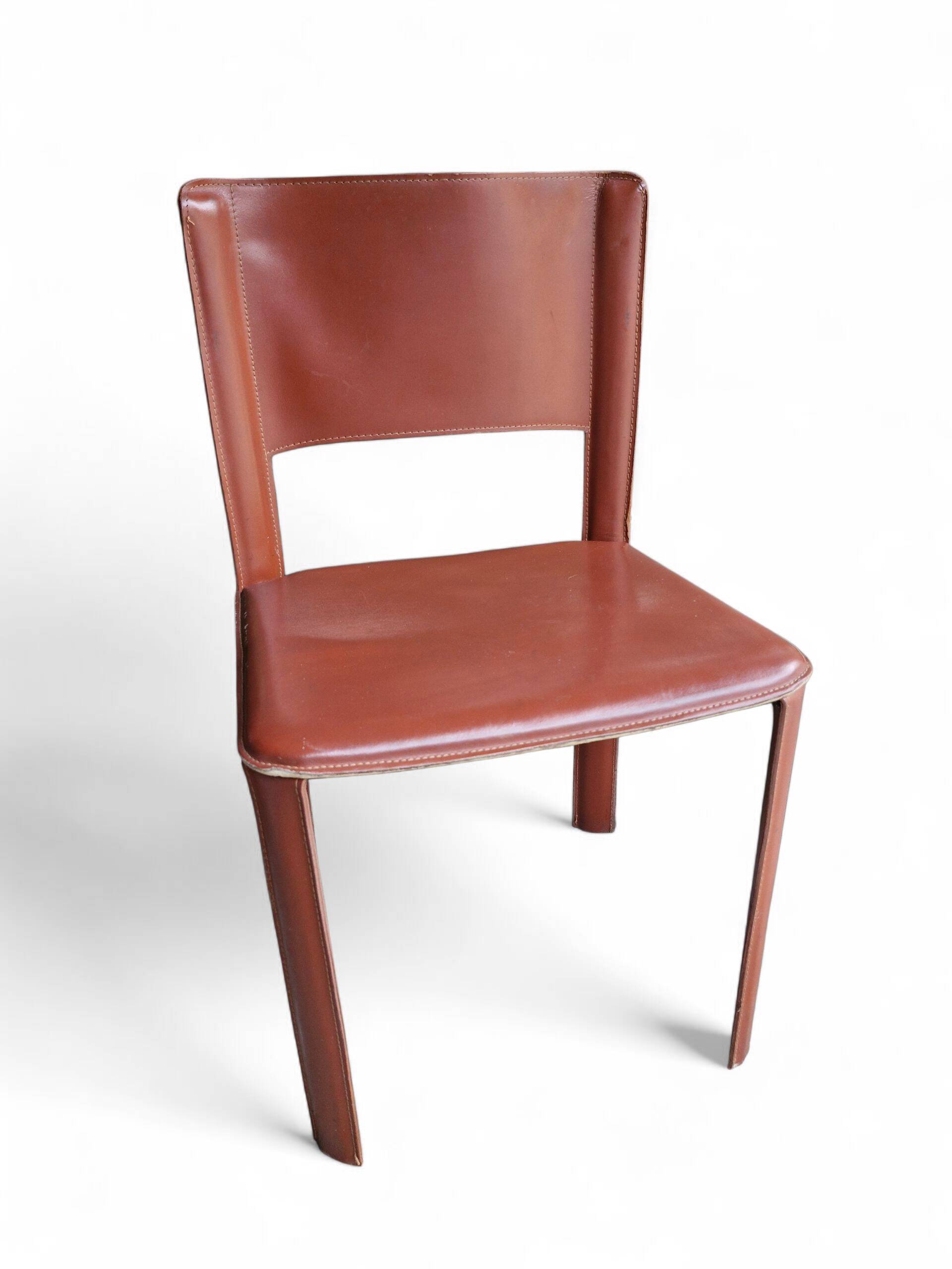 Red Leather Chairs Cidue Italy 1970