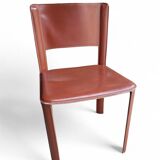 Red Leather Chairs Cidue Italy 1970