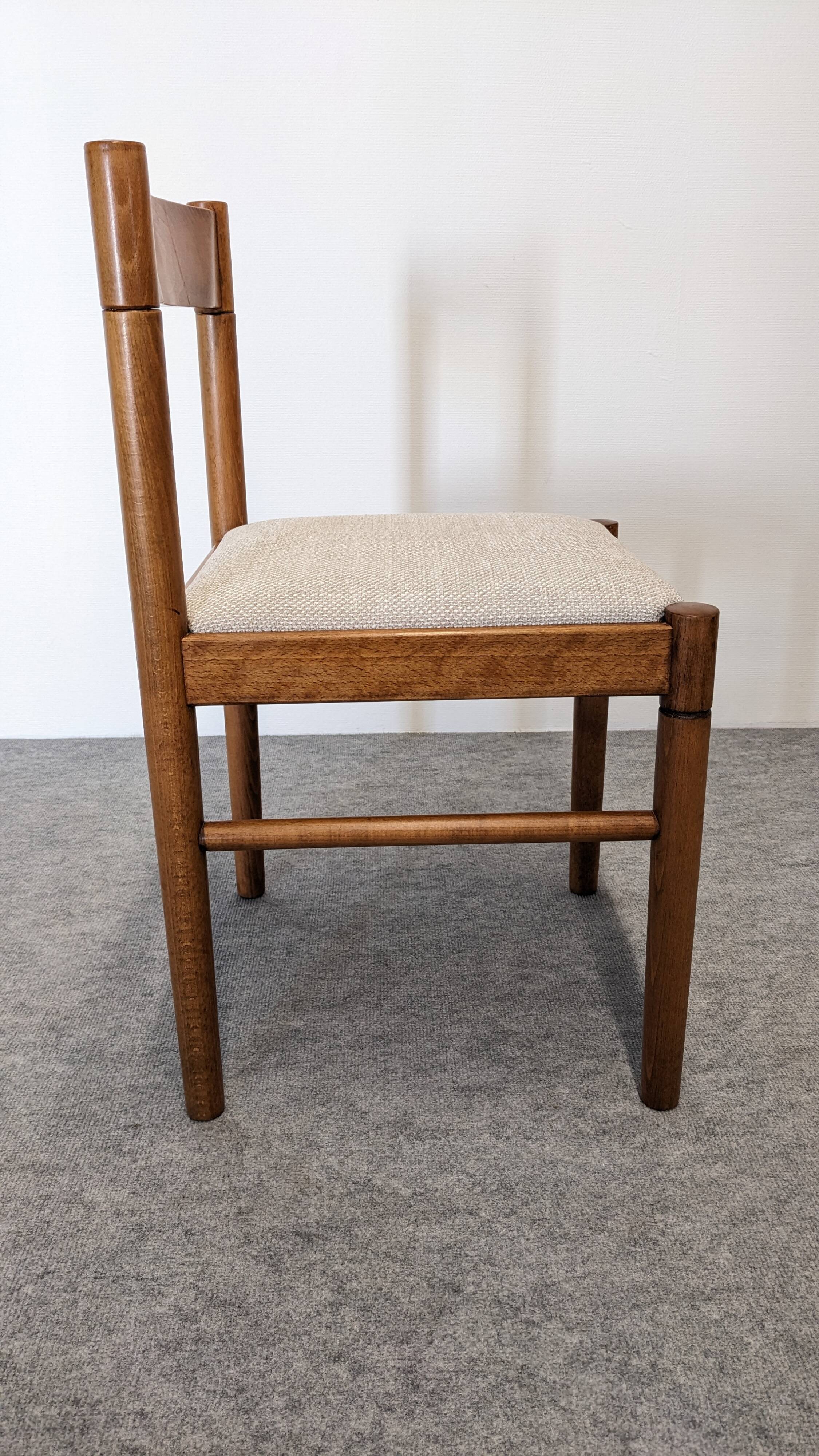 Set of 6 brutalist beech chairs, France circa 1970