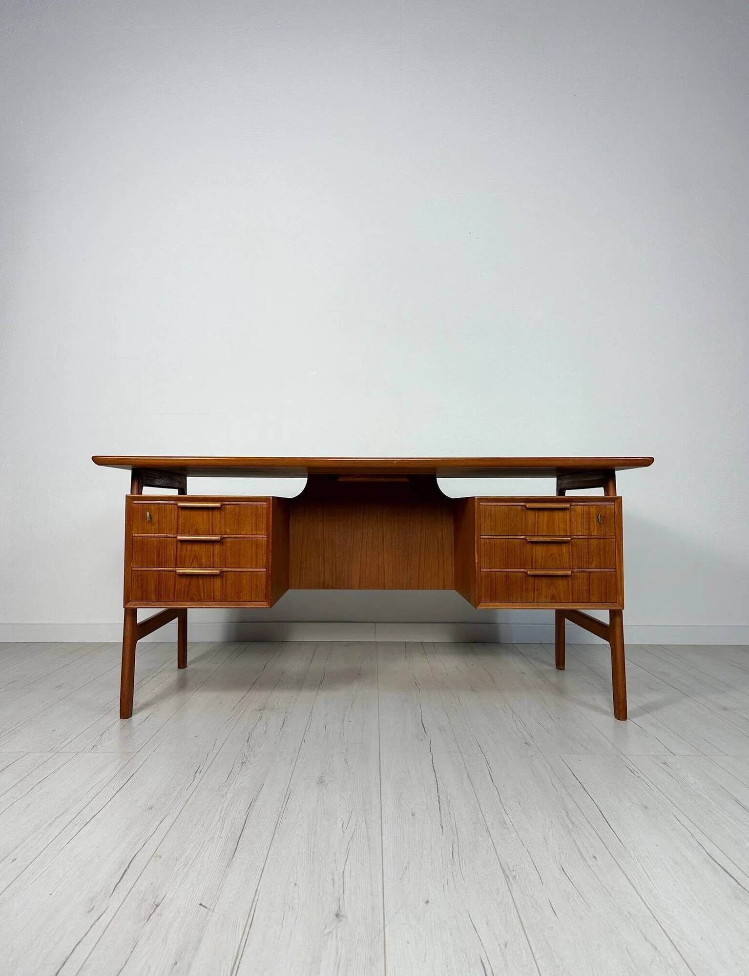 1960s Vintage Danish Teak Writing Desk by Gunni Omann for Omann Jun No 75