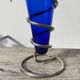 Small vase in cobalt blue glass and metal, 1980