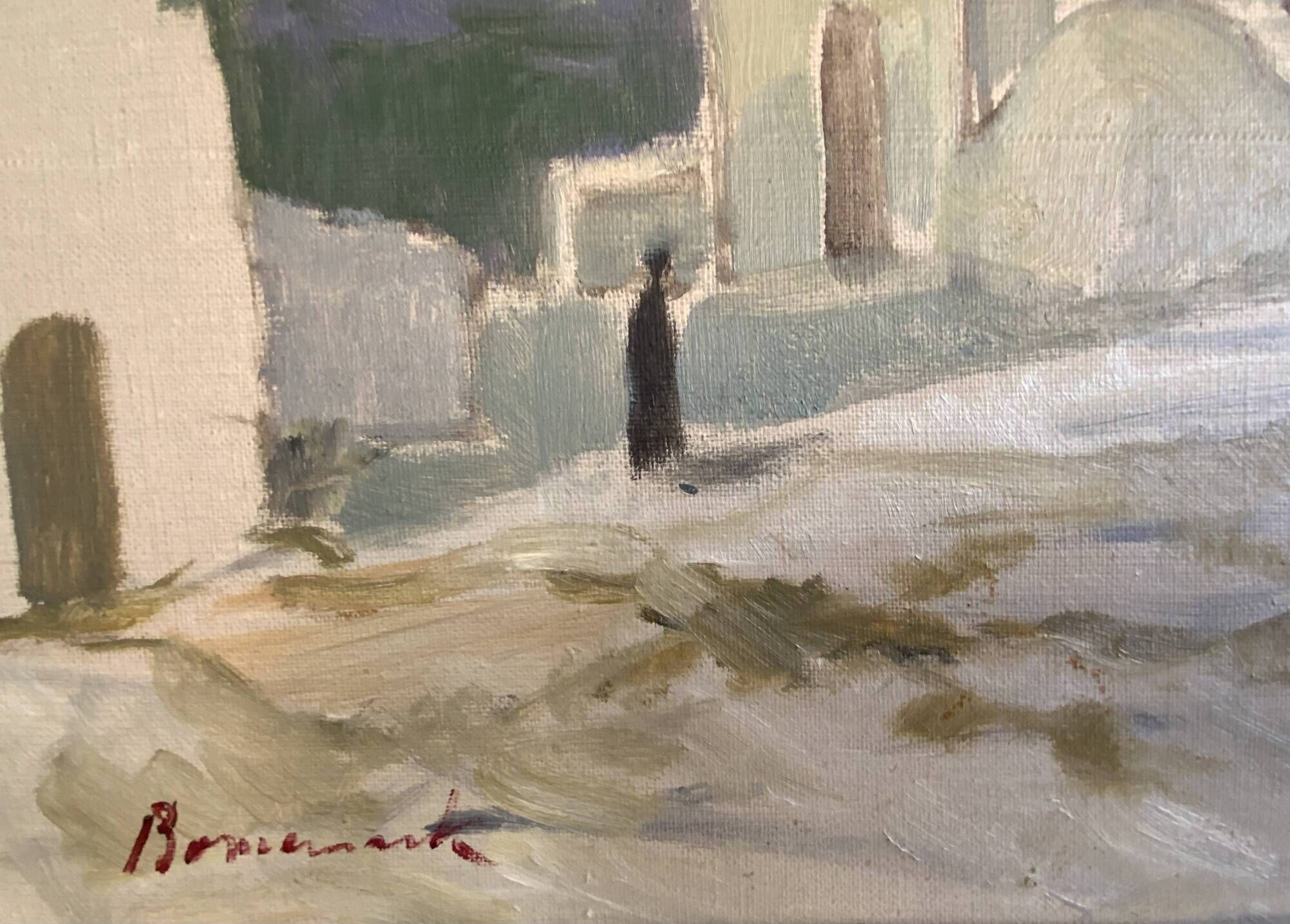 Vintage Swedish modernist oil on canvas "Ibiza" by Uno Bornemark 1953