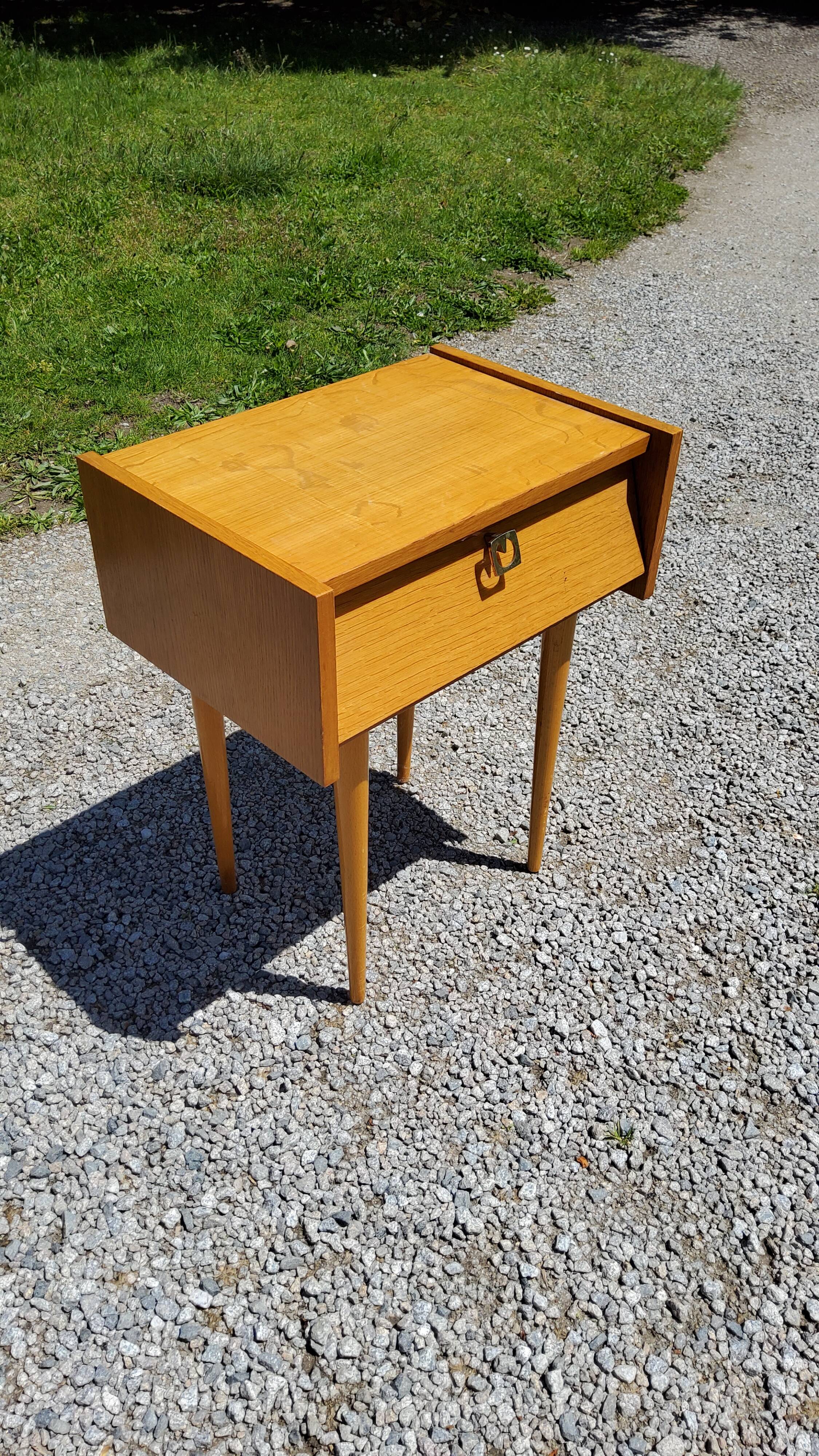 Bedside table in blond oak 1950