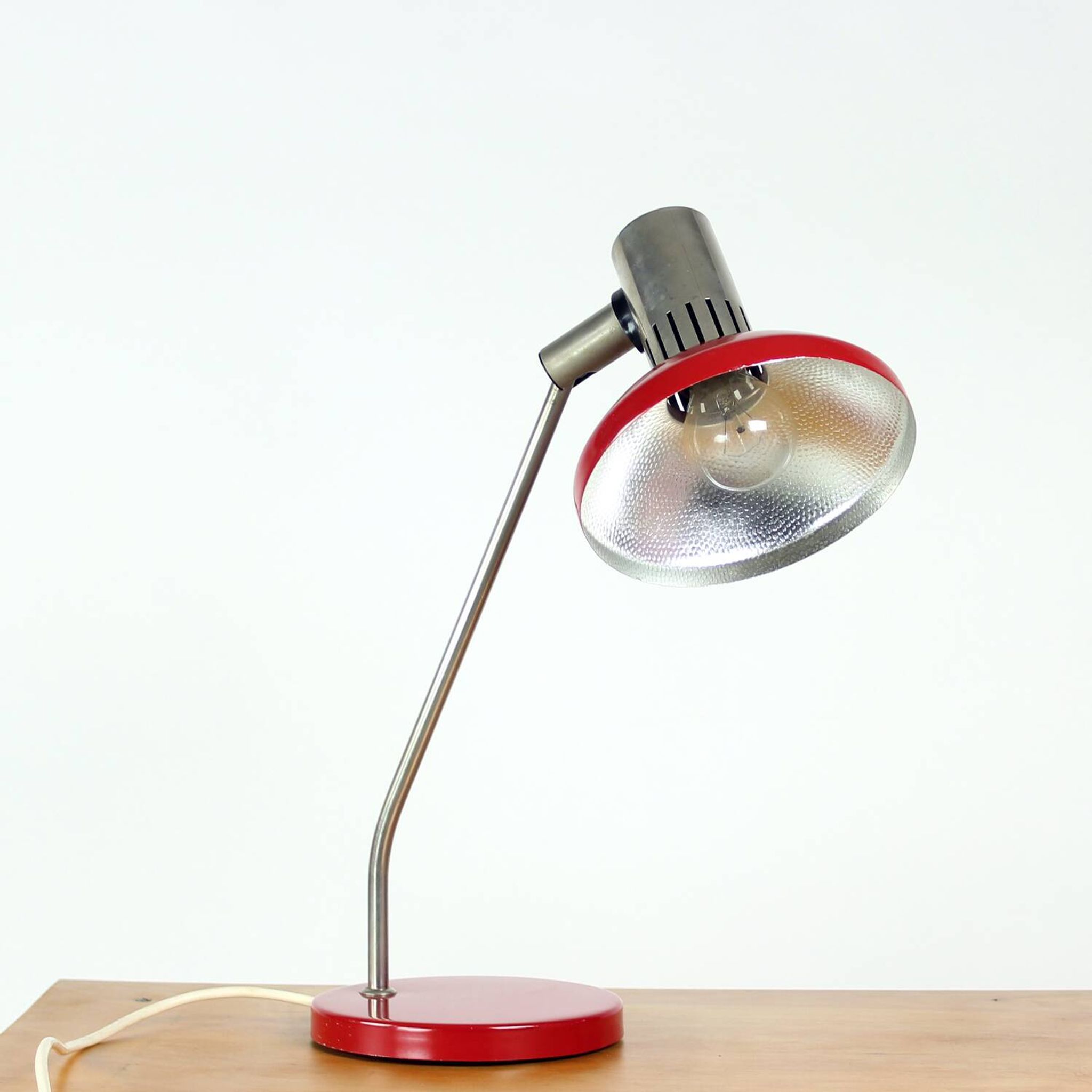 Midcentury Red Table Lamp By Aka Leuchen, Germany 1970s