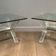 Pair of Plexiglass and Chrome Side Tables with X-shaped Legs, Work
