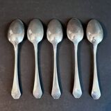 Set of 5 small silver-plated art deco style spoons