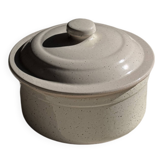 White speckled casserole dish Digoin France D19