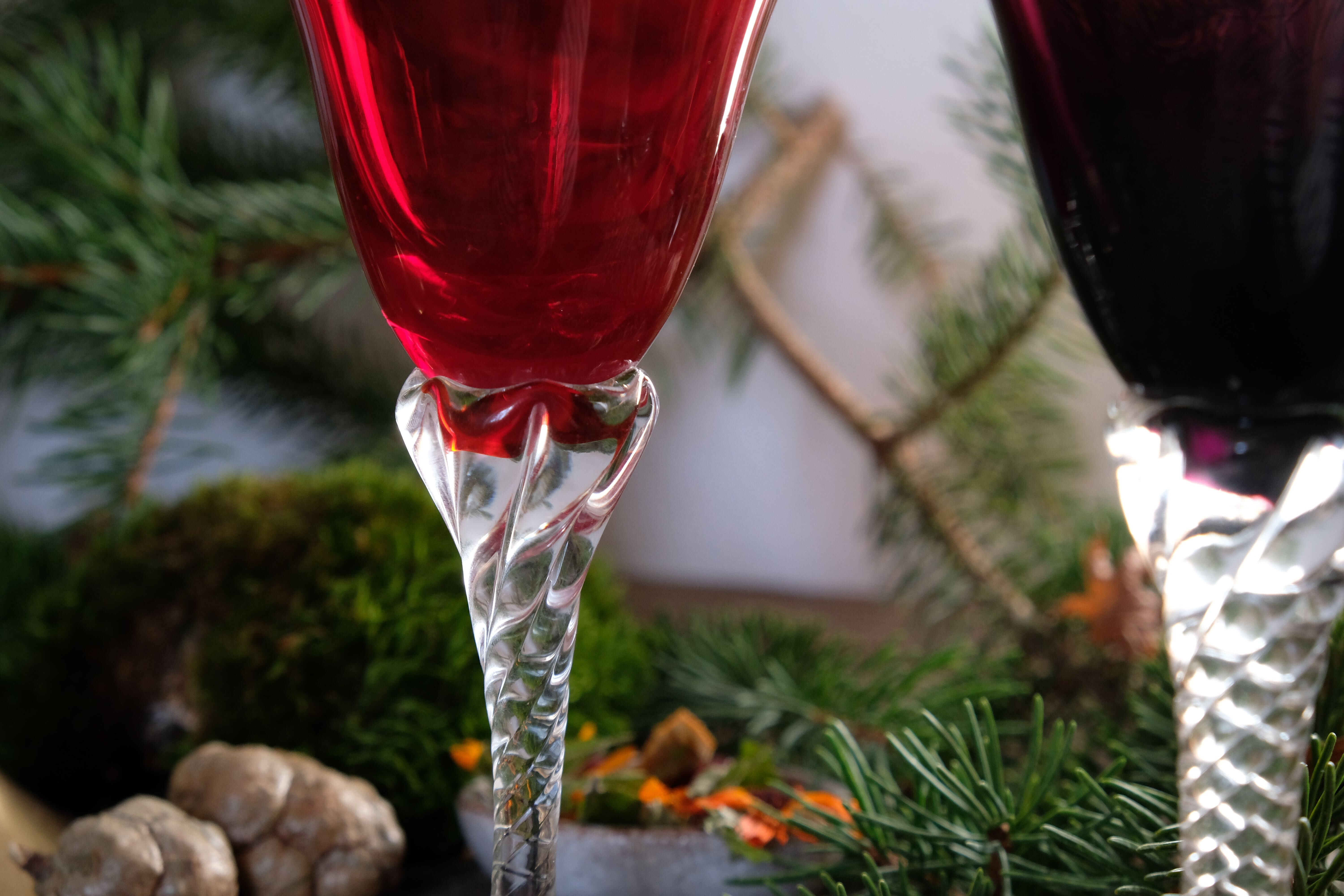 Set of two wine glasses blown murano glass glass