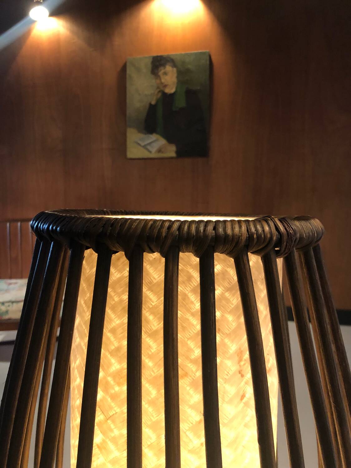 Large rattan floor lamp 1960