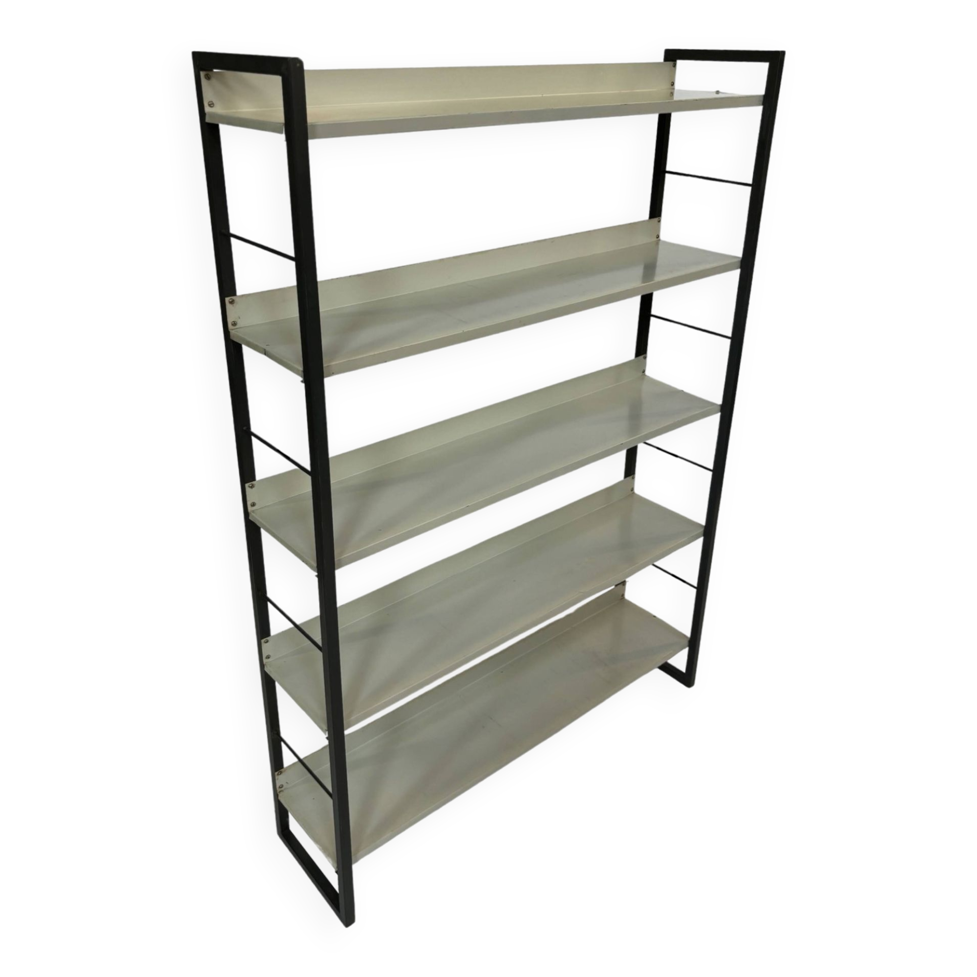 Free stanting Tomado shelving unit in metal and gray - 1960s Dutch Design