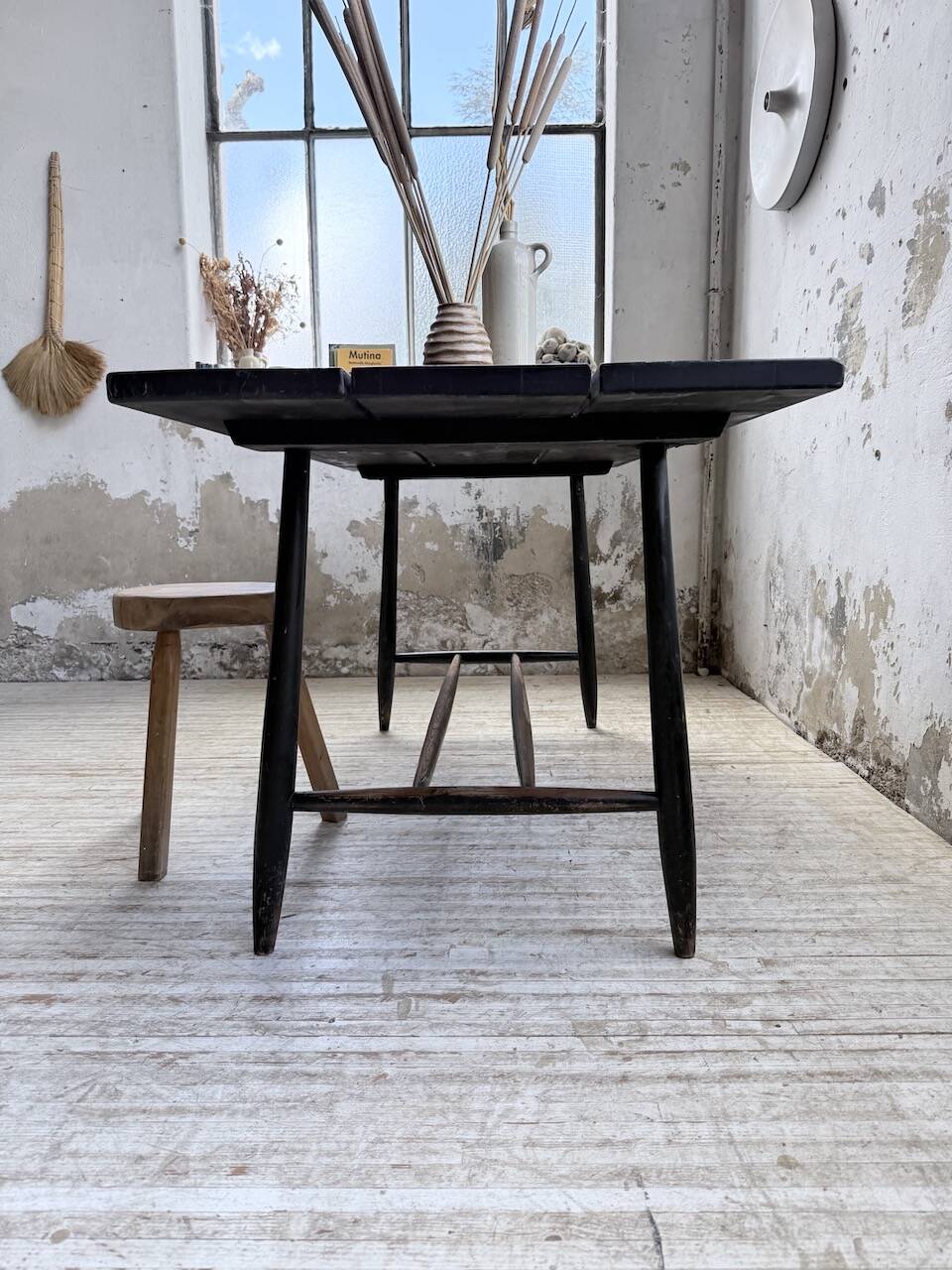 Tapiovaara dining table, black patina, 1950s.