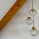 Suspension cascade three lights vintage globes in molded glass
