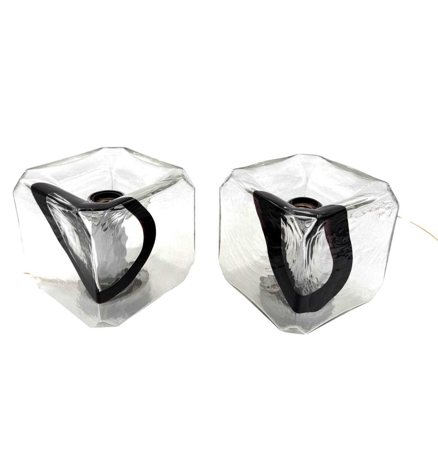 Fratelli Toso, Pair of Murano blown glass lamps, F.lli Toso, Murano Italy 1970s