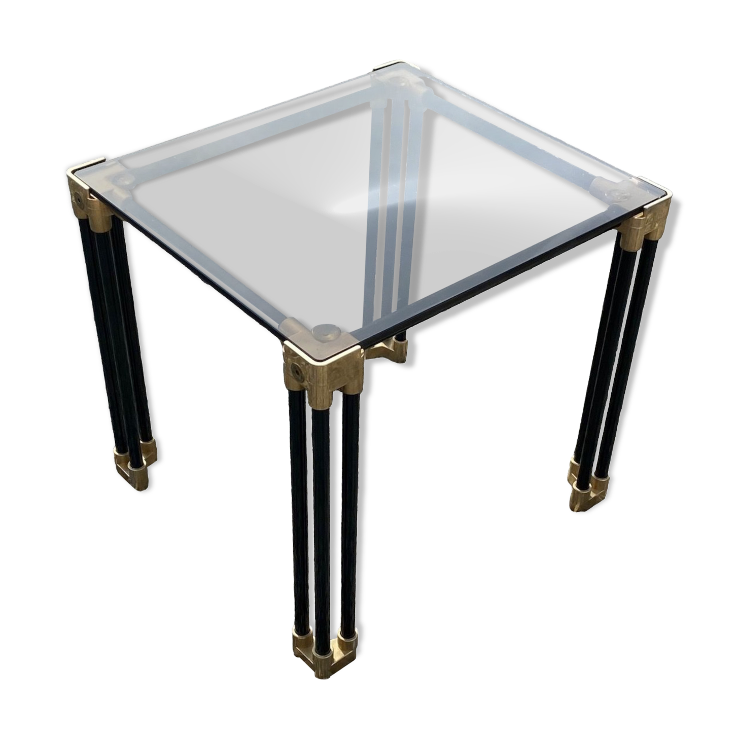 Small square black tubular side table