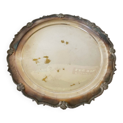 Plat de service Art nouveau argenté à décor floral