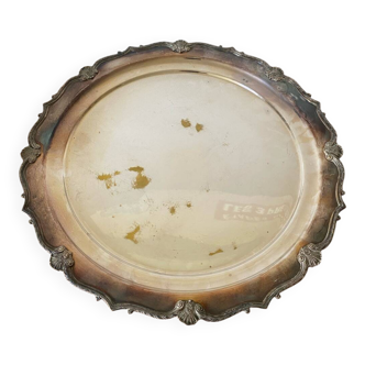 Antique Silver Serving Dish with Floral Art Nouveau Decoration Vintage