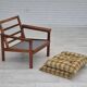 1970s, Danish lounge chair, original condition, furniture wool fabric, teak wood.