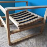 Armchair and ottoman in light oak by Borge Mogensen, Denmark 1965