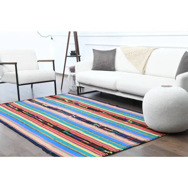 1970s Vintage Turkish Oushak Handmade Wool Cotton Blue Area Rug 155x233