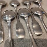 11 silver-plated dessert spoons by Christofle, Cluny pattern, striped