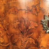 Louis XV style chest of drawers, richly inlaid, animated front and side. 19th century