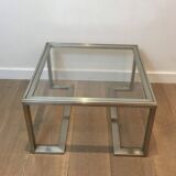 Paire de bouts de canapé design en acier brossé