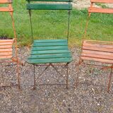12 folding iron and wood garden chairs