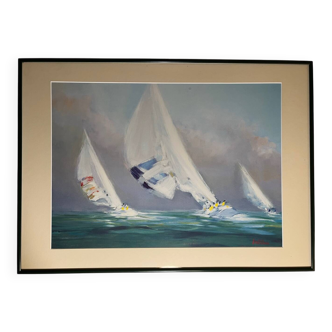 Table of sailboats – according to Doutreleau – framed