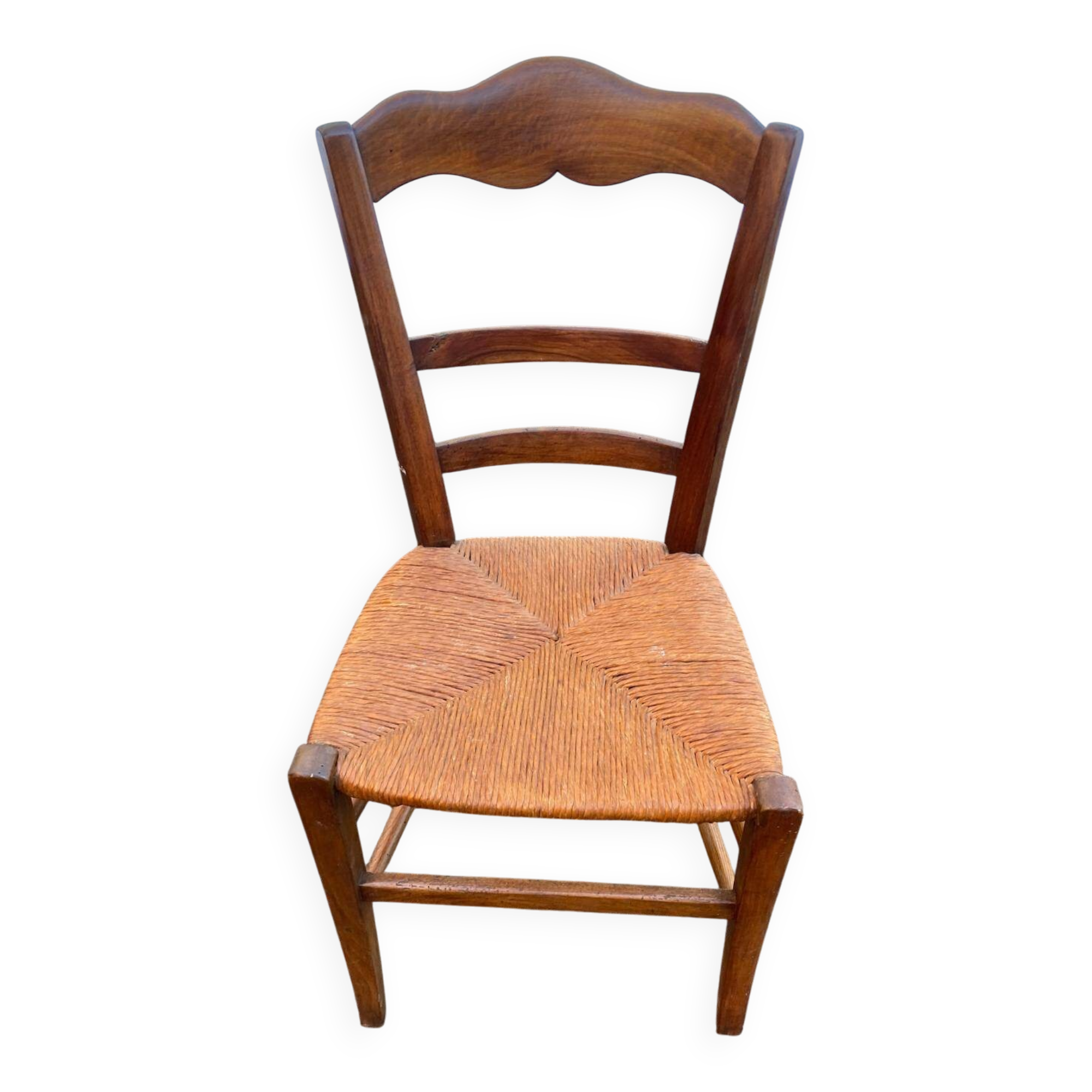 Solid wood dining chair with straw seat 85cm
