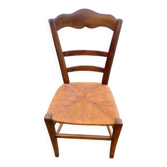 Solid wood dining chair with straw seat 85cm