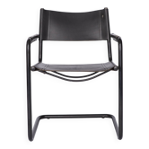 Mid-Century Bauhaus Cantilever Chair – Black Leather, Attributed to M Stamm
