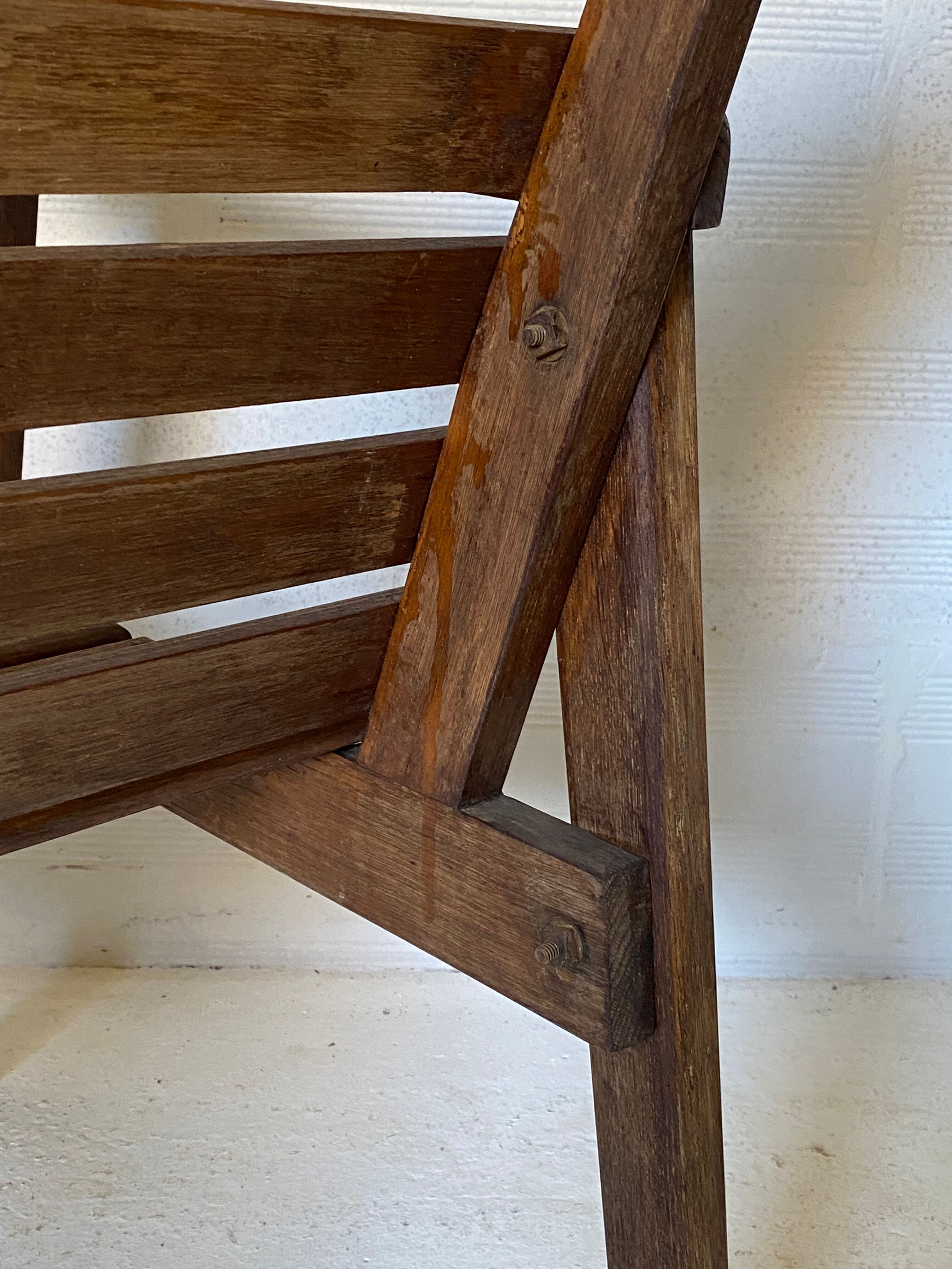 pair of armchairs with slats in chene 1950