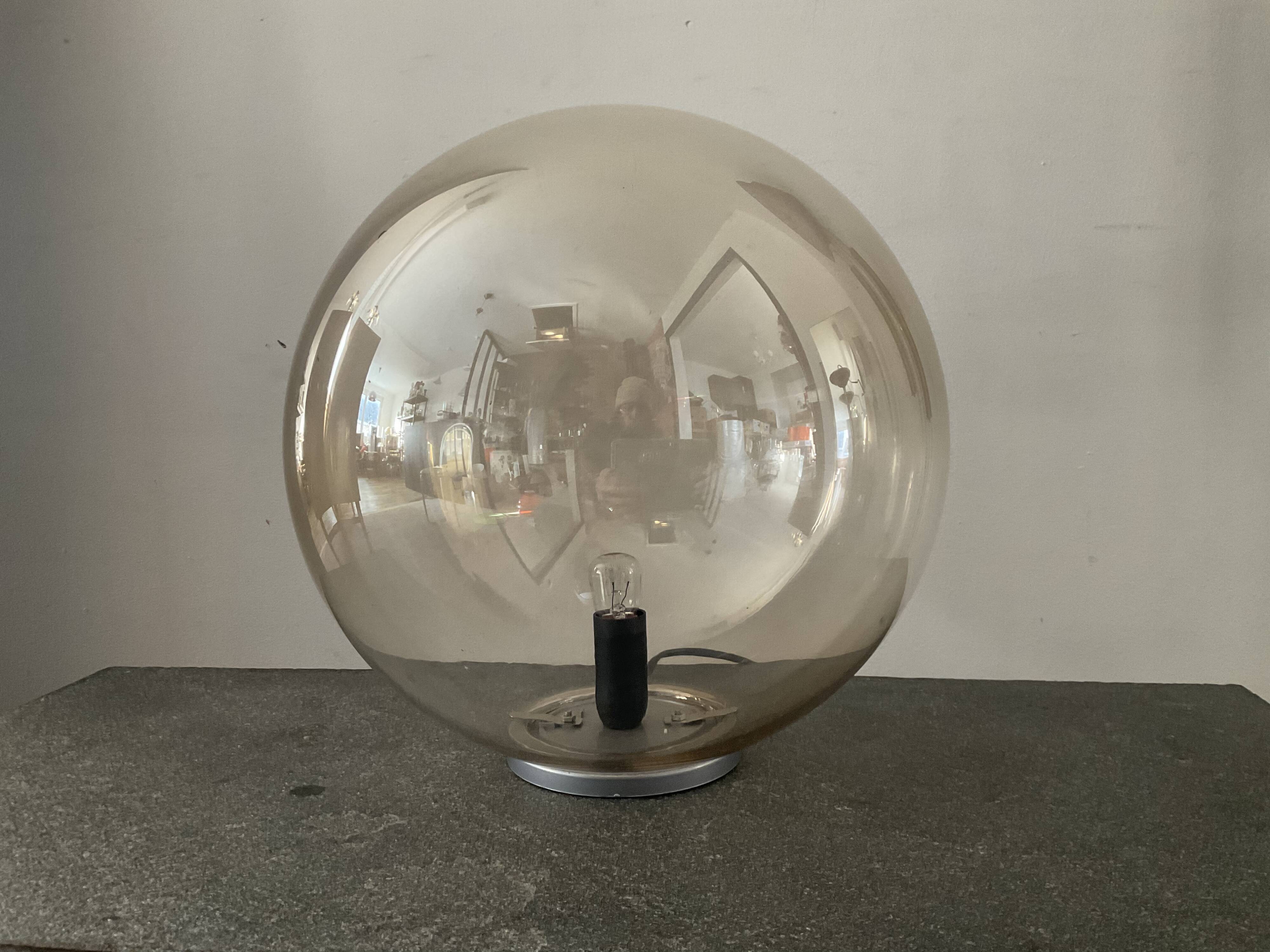 Vintage ball lamp in smoked glass