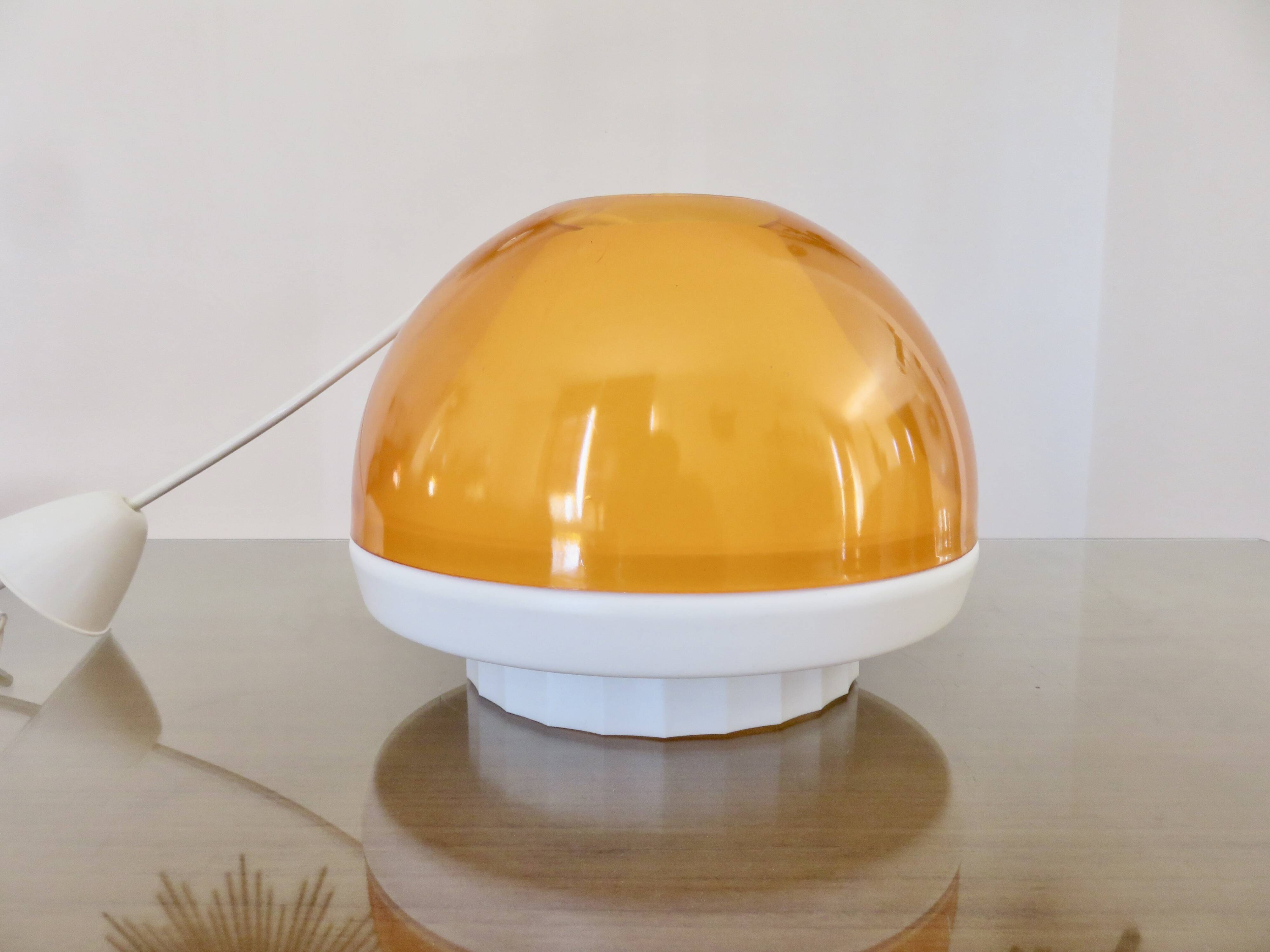 Orange plexiglass pendant light 1970