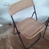 Pair of vintage wicker folding chairs