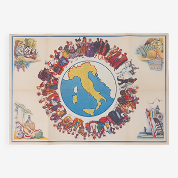 Carte / Affiche des costumes de l'Italie des années 30