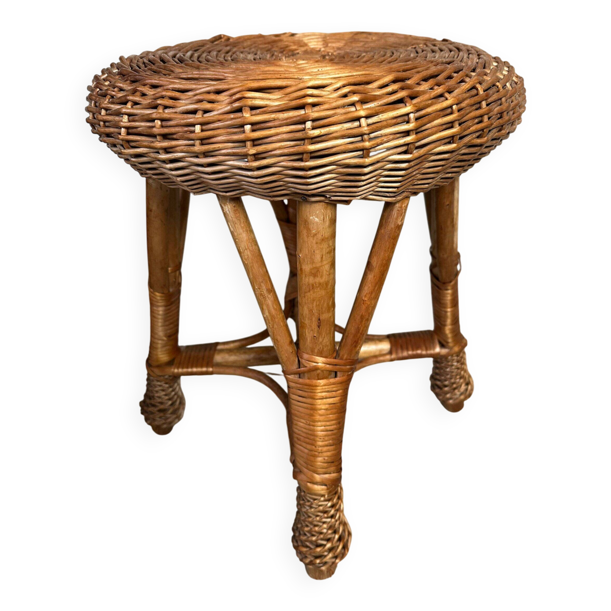 Vintage wicker / bamboo stool