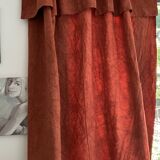 Nappe drap rideau lin ancien brodé main teint