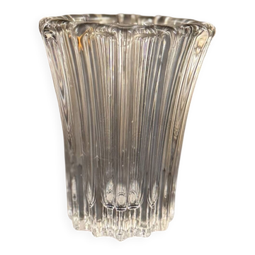 Vase vintage transparent à bords ondulés années 50/60