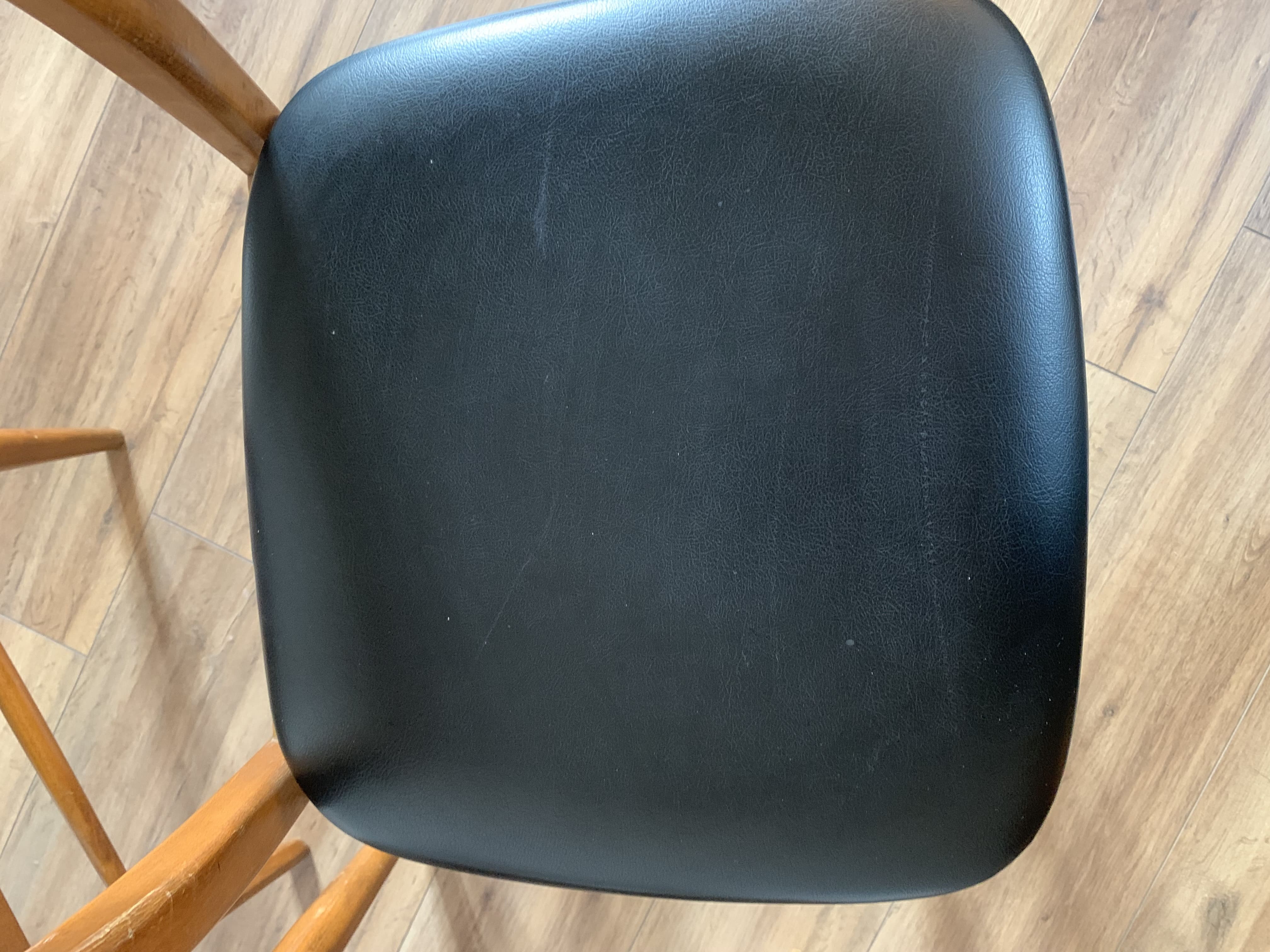 Series of 4 wooden & imitation leather chairs