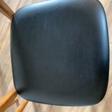 Series of 4 wooden & imitation leather chairs