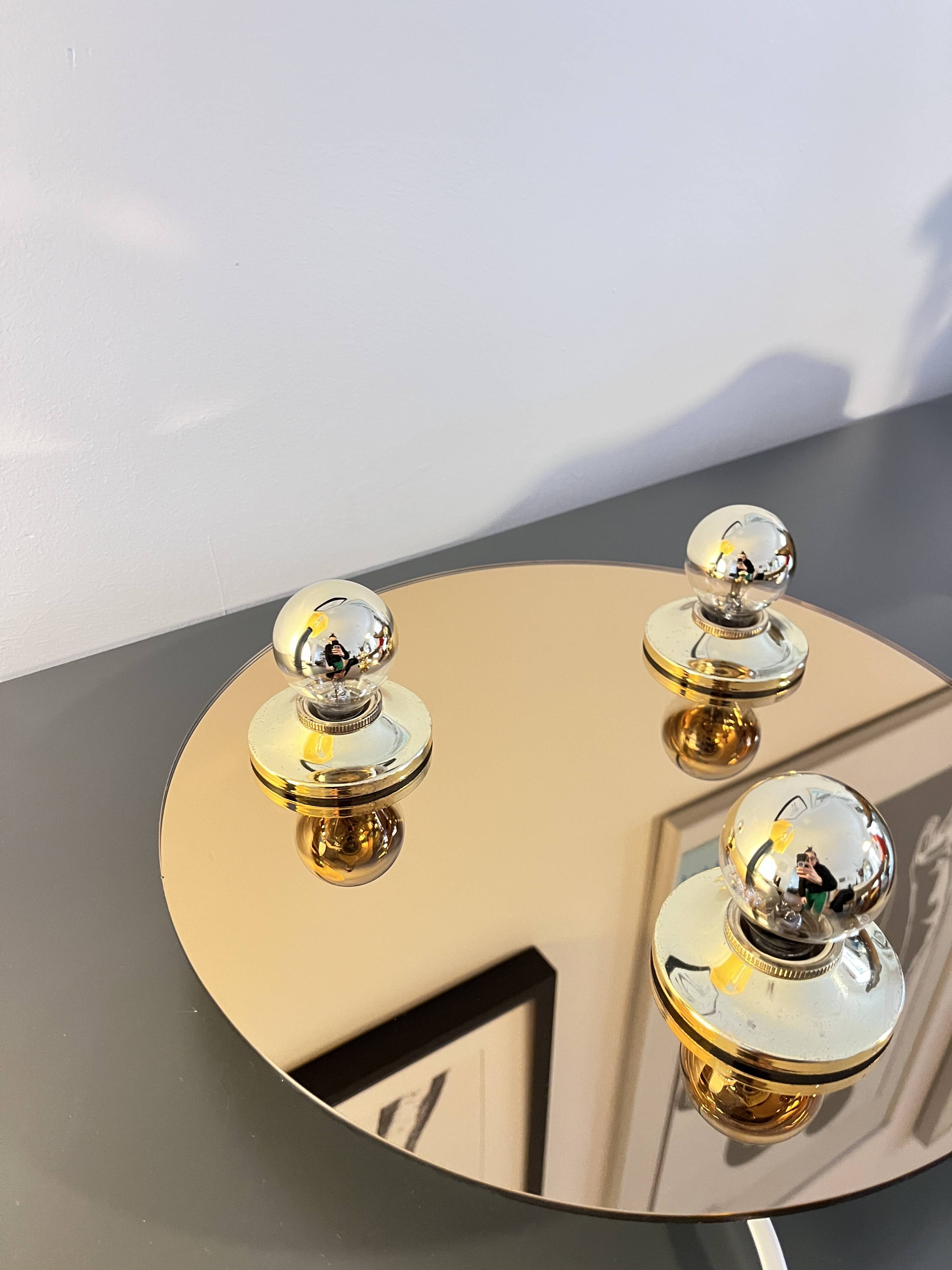 Vintage Pop Art Space Age Bronze mirrored Wall Lamp, Eglo, Germany, 1980s