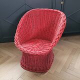 Red rattan children's armchair