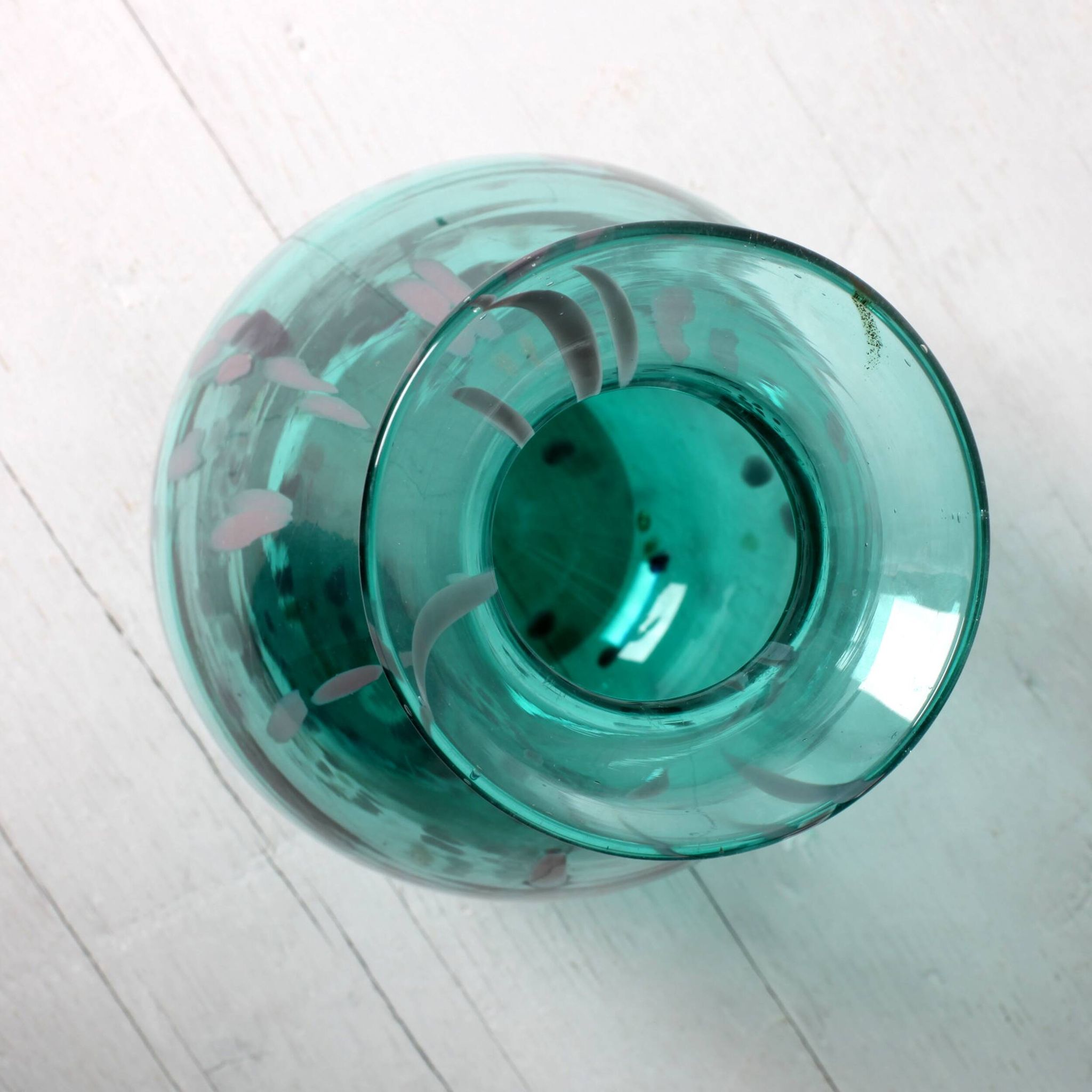 Lenox American Design Art Glass Teal with Gold Speckled Rare Vase / 1990s