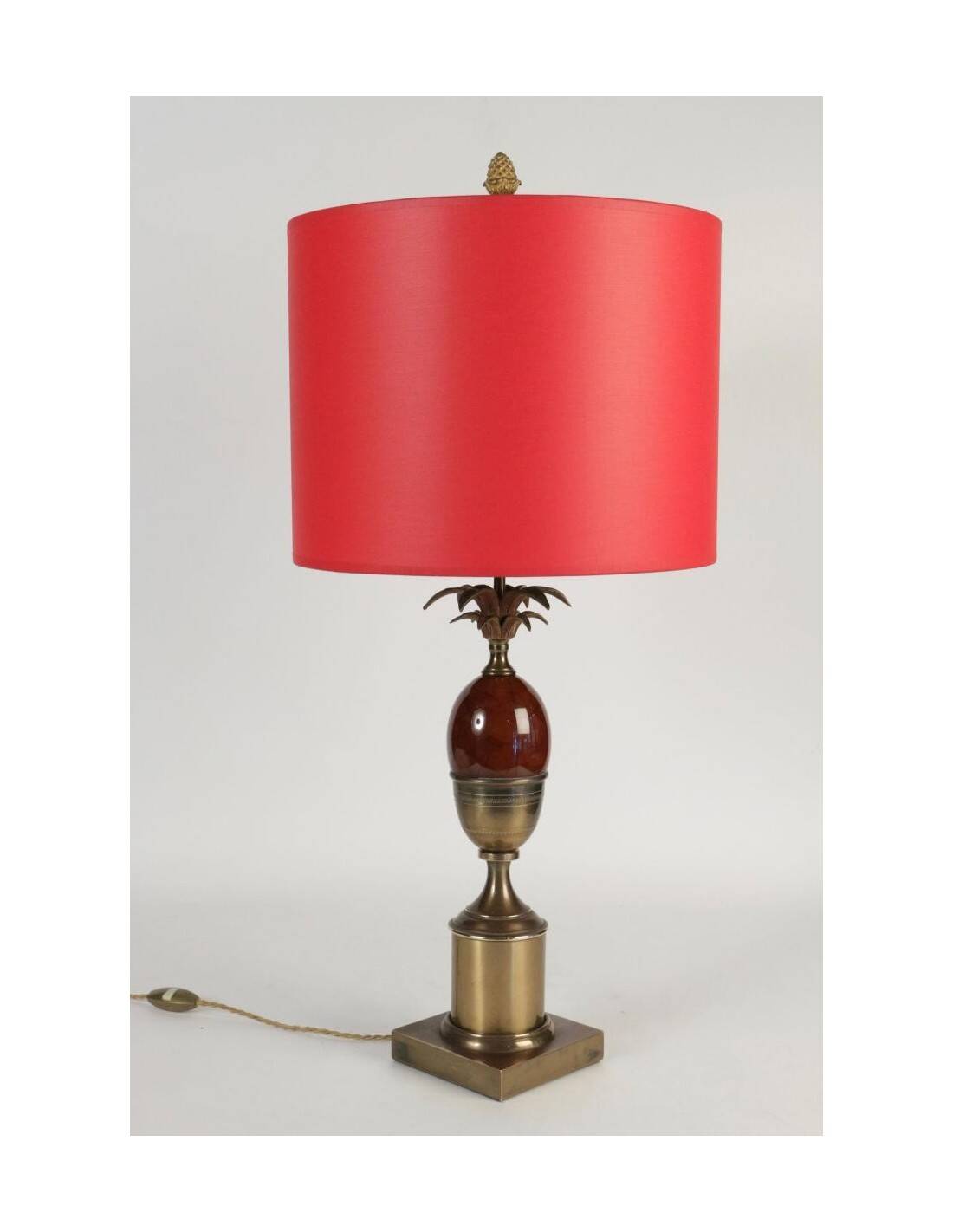 1960s table lamp in brass and red resin