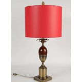 1960s table lamp in brass and red resin