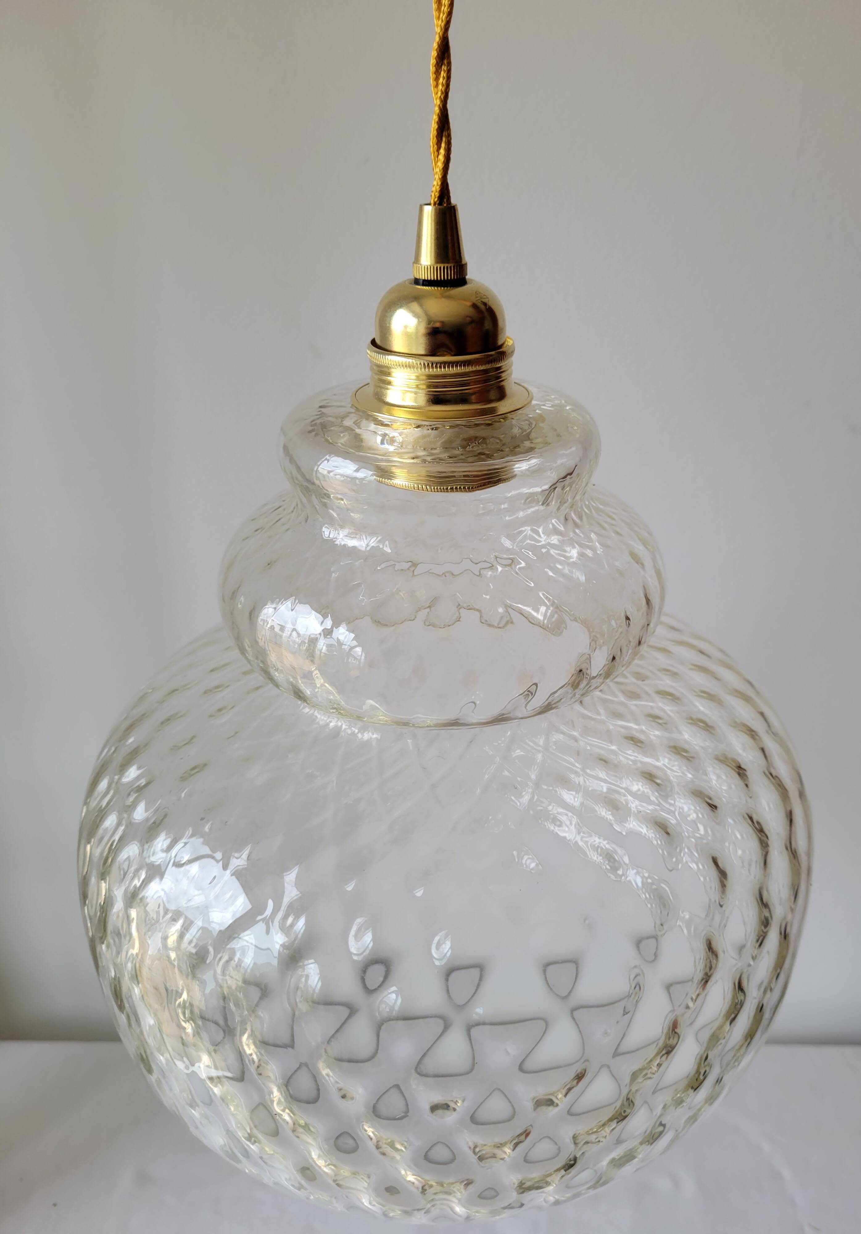 Suspension en verre strié 70s